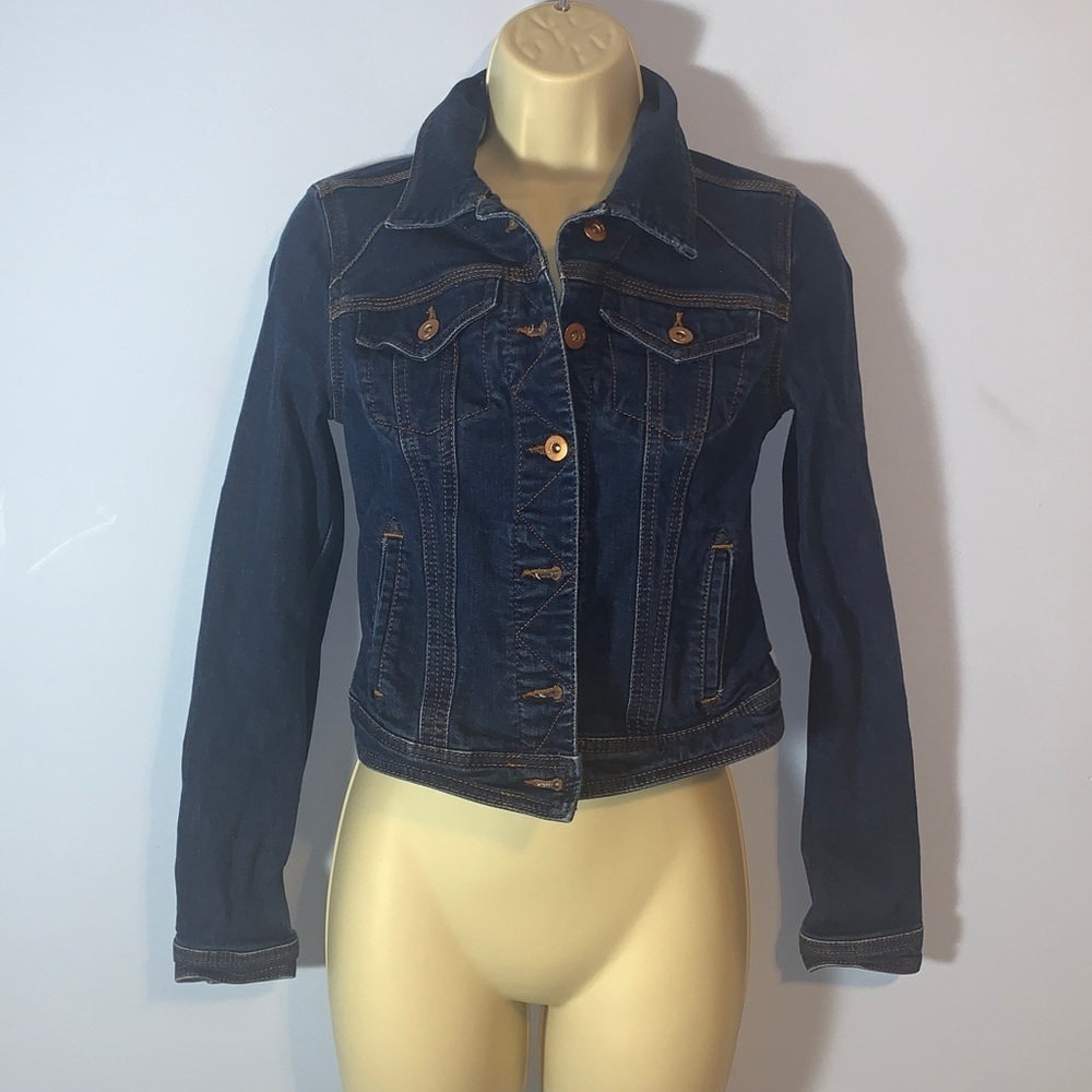 Pilcro and the Letterpress Indigo Denim jean jacket size xs dark wash